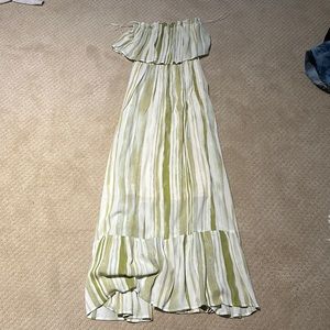 Green striped maxi dress